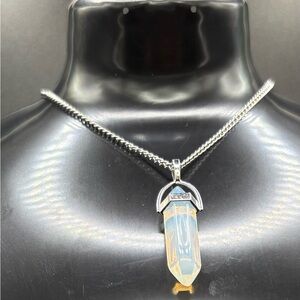 Opalite Prism Pendant Necklace | Man-Made Glass Stone
